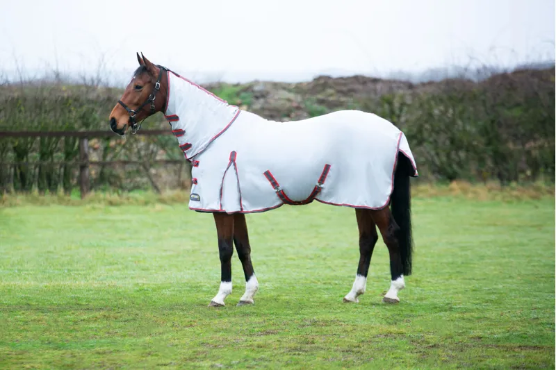StormX Original Protect Full Neck Fly Rug - White/Grey/Red